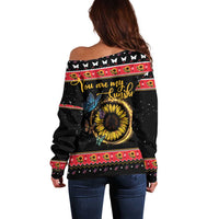 Butterfly Christmas Yall Off Shoulder Sweater You Are My Sunshine - Wonder Print Shop