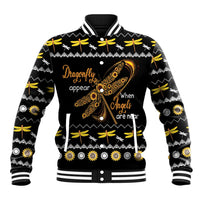 Dragonfly Sunflower Baseball Jacket Dragonfly Appear When Angels Are Near - Wonder Print Shop