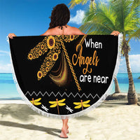 Dragonfly Sunflower Beach Blanket Dragonfly Appear When Angels Are Near - Wonder Print Shop