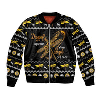Dragonfly Sunflower Bomber Jacket Dragonfly Appear When Angels Are Near - Wonder Print Shop