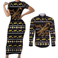 Dragonfly Sunflower Couples Matching Short Sleeve Bodycon Dress and Long Sleeve Button Shirt Dragonfly Appear When Angels Are Near - Wonder Print Shop