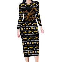 Dragonfly Sunflower Family Matching Long Sleeve Bodycon Dress and Hawaiian Shirt Dragonfly Appear When Angels Are Near - Wonder Print Shop