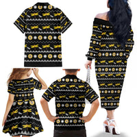 Dragonfly Sunflower Family Matching Off The Shoulder Long Sleeve Dress and Hawaiian Shirt Dragonfly Appear When Angels Are Near - Wonder Print Shop