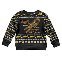 Dragonfly Sunflower Kid Ugly Christmas Sweater Dragonfly Appear When Angels Are Near - Wonder Print Shop