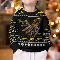 Dragonfly Sunflower Kid Ugly Christmas Sweater Dragonfly Appear When Angels Are Near - Wonder Print Shop