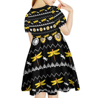 Dragonfly Sunflower Kid Short Sleeve Dress Dragonfly Appear When Angels Are Near - Wonder Print Shop
