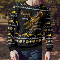 Dragonfly Sunflower Ugly Christmas Sweater Dragonfly Appear When Angels Are Near - Wonder Print Shop
