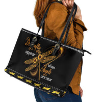 Dragonfly Sunflower Leather Tote Bag Dragonfly Appear When Angels Are Near - Wonder Print Shop