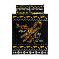 Dragonfly Sunflower Quilt Bed Set Dragonfly Appear When Angels Are Near - Wonder Print Shop
