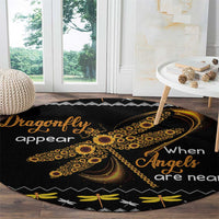 Dragonfly Sunflower Round Carpet Dragonfly Appear When Angels Are Near