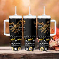 Dragonfly Sunflower Tumbler With Handle Dragonfly Appear When Angels Are Near - Wonder Print Shop