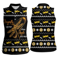 Dragonfly Sunflower Women Sleeveless Polo Shirt Dragonfly Appear When Angels Are Near - Wonder Print Shop