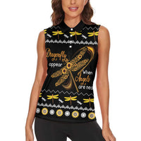 Dragonfly Sunflower Women Sleeveless Polo Shirt Dragonfly Appear When Angels Are Near - Wonder Print Shop