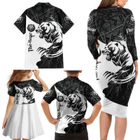 The Bear Tattoo Family Matching Long Sleeve Bodycon Dress and Hawaiian Shirt Bear In Forest