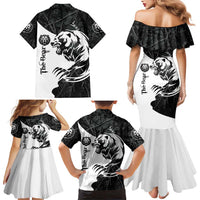 The Bear Tattoo Family Matching Mermaid Dress and Hawaiian Shirt Bear In Forest