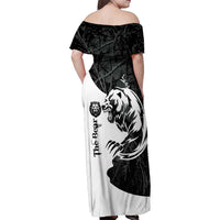 The Bear Tattoo Family Matching Off Shoulder Maxi Dress and Hawaiian Shirt Bear In Forest