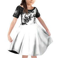 The Bear Tattoo Family Matching Off Shoulder Short Dress and Hawaiian Shirt Bear In Forest