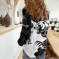 The Bear Tattoo Women Casual Shirt Bear In Forest - Wonder Print Shop