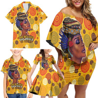 African She Believed Family Matching Off Shoulder Short Dress and Hawaiian Shirt She Could So She Did