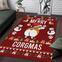 Funny Corgi Dog Area Rug Merry CORGMAS Christmas - Wonder Print Shop