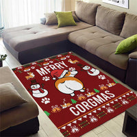 Funny Corgi Dog Area Rug Merry CORGMAS Christmas - Wonder Print Shop