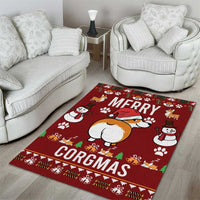 Funny Corgi Dog Area Rug Merry CORGMAS Christmas - Wonder Print Shop