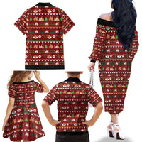 Funny Corgi Dog Family Matching Off The Shoulder Long Sleeve Dress and Hawaiian Shirt Merry CORGMAS Christmas - Wonder Print Shop