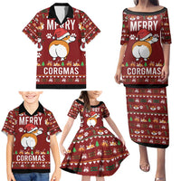 Funny Corgi Dog Family Matching Puletasi and Hawaiian Shirt Merry CORGMAS Christmas - Wonder Print Shop