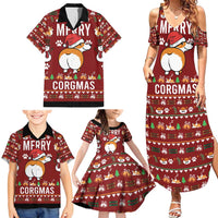 Funny Corgi Dog Family Matching Summer Maxi Dress and Hawaiian Shirt Merry CORGMAS Christmas - Wonder Print Shop