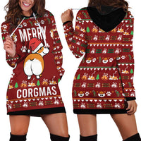 Funny Corgi Dog Hoodie Dress Merry CORGMAS Christmas - Wonder Print Shop