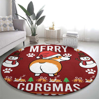 Funny Corgi Dog Round Carpet Merry CORGMAS Christmas