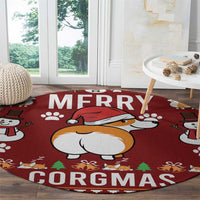 Funny Corgi Dog Round Carpet Merry CORGMAS Christmas