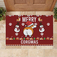 Funny Corgi Dog Rubber Doormat Merry CORGMAS Christmas - Wonder Print Shop