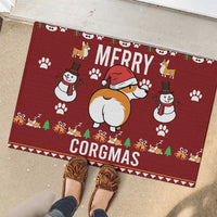 Funny Corgi Dog Rubber Doormat Merry CORGMAS Christmas - Wonder Print Shop