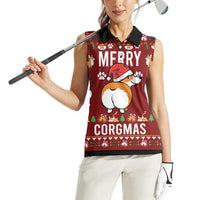Funny Corgi Dog Women Sleeveless Polo Shirt Merry CORGMAS Christmas - Wonder Print Shop