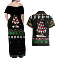 Golf Christmas Tree Snow Couples Matching Off Shoulder Maxi Dress and Hawaiian Shirt - Wonder Print Shop