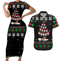Golf Christmas Tree Snow Couples Matching Short Sleeve Bodycon Dress and Hawaiian Shirt - Wonder Print Shop
