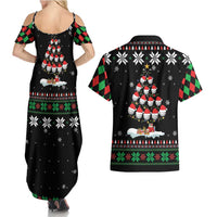 Golf Christmas Tree Snow Couples Matching Summer Maxi Dress and Hawaiian Shirt - Wonder Print Shop