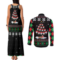 Golf Christmas Tree Snow Couples Matching Tank Maxi Dress and Long Sleeve Button Shirt - Wonder Print Shop