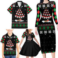 Golf Christmas Tree Snow Family Matching Long Sleeve Bodycon Dress and Hawaiian Shirt - Wonder Print Shop
