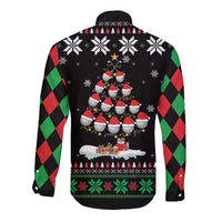 Golf Christmas Tree Snow Long Sleeve Button Shirt - Wonder Print Shop