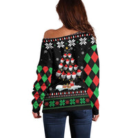 Golf Christmas Tree Snow Off Shoulder Sweater - Wonder Print Shop