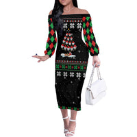 Golf Christmas Tree Snow Off The Shoulder Long Sleeve Dress - Wonder Print Shop