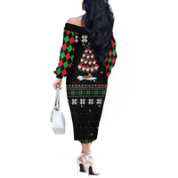 Golf Christmas Tree Snow Off The Shoulder Long Sleeve Dress - Wonder Print Shop