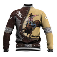 Personalized Name Bull Riding Baseball Jacket Cowboy Courage Rodeo