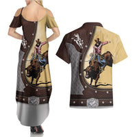 Personalized Name Bull Riding Couples Matching Summer Maxi Dress and Hawaiian Shirt Cowboy Courage Rodeo