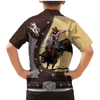Personalized Name Bull Riding Family Matching Mermaid Dress and Hawaiian Shirt Cowboy Courage Rodeo