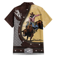 Personalized Name Bull Riding Family Matching Off Shoulder Short Dress and Hawaiian Shirt Cowboy Courage Rodeo