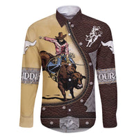 Personalized Name Bull Riding Family Matching Off Shoulder Short Dress and Hawaiian Shirt Cowboy Courage Rodeo