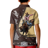 Personalized Name Bull Riding Kid Polo Shirt Cowboy Courage Rodeo